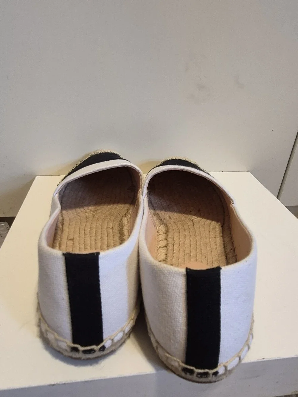 New J.Crew Navy White Canvas Colorblock Espadrilles Loafers Sz. 7.5 Ret $120